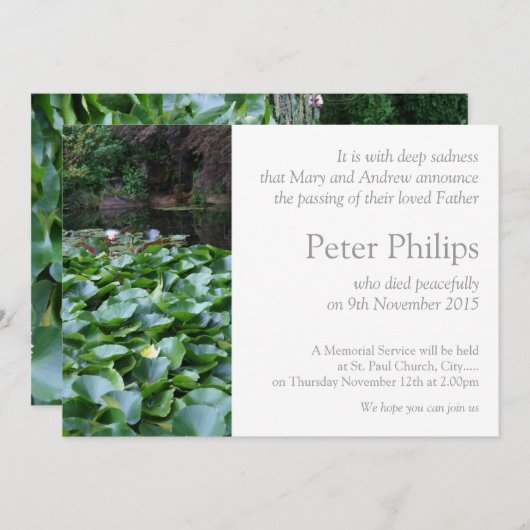 ガーデン5ロータス葬儀のお知らせ 招待状 (正面/裏面)