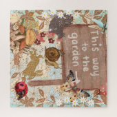 ガーデン・クリッターが庭に向かって次のように署名 ジグソーパズル (横)