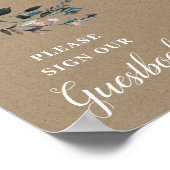 ガーデン クレスト | ラスティック フラワーの結婚式ゲストブック ポスター (角)