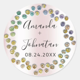 ガーデン スキニー シンプリー ネーム 日付 ブラック ピンク ドット ラウンドシール