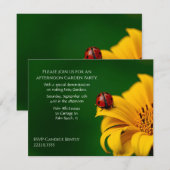 ガーデン テーマのひまわりとかぶとむし 招待状 (正面/裏面)