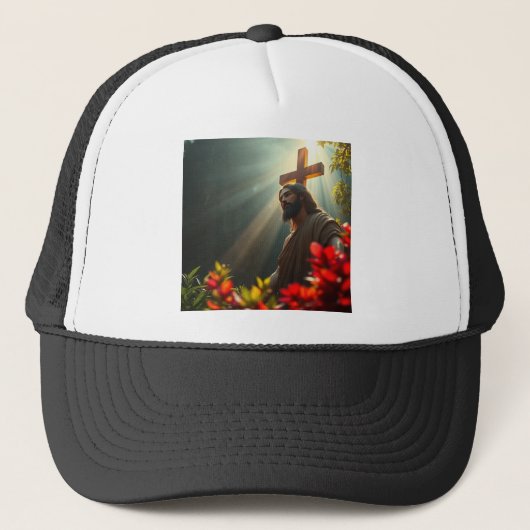 ガーデン・トラック運転手の帽子のイエス・キリスト キャップ (正面)