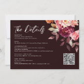 ガーデン バーガンディ スクリプト 書道 詳細 結婚式 招待状 (裏面)