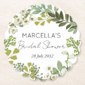 ガーデン フォリアージ グリーンリース  ブライダルシャワー ペーパーコースター (正面)