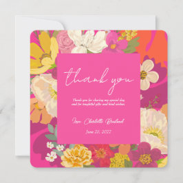 ガーデン フラワーピンク ブライダルシャワーのお礼カード 招待状