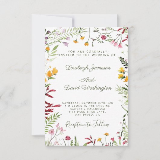 ガーデン フローラル ウェディング 招待状 (正面)