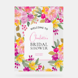 ガーデン フローラル ウォーターカラー ブライダル シャワー ウェルカム アクリルサイン