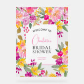 ガーデン フローラル ウォーターカラー ブライダル シャワー ウェルカム アクリルサイン (正面)