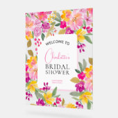 ガーデン フローラル ウォーターカラー ブライダル シャワー ウェルカム アクリルサイン (傾斜)
