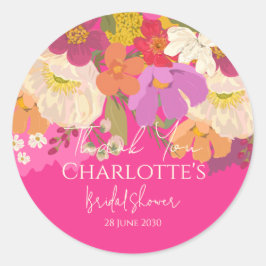 ガーデン フローラル ピンク ブライダル シャワー 感謝 ラウンドシール