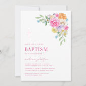 ガーデン フローラル 春 夏 洗礼 誕生 招待状 (正面)