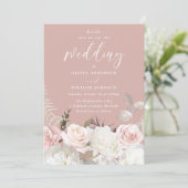 ガーデン ブラッシュ & ホワイト フローラル モーブ ウェディング 招待状 (スタンド正面)