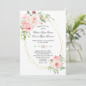 ガーデン ブルーム ブラッシュ フラワーズ ゴールド ウェディング 招待状 (スタンド正面)