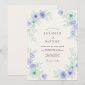 ガーデン・ペリウィンクル・ミント・芍薬の結婚式 招待状 (正面/裏面)