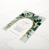 ガーデン ボタニカル モダン アーチ ウェディング 箔招待状 (回転した状態)