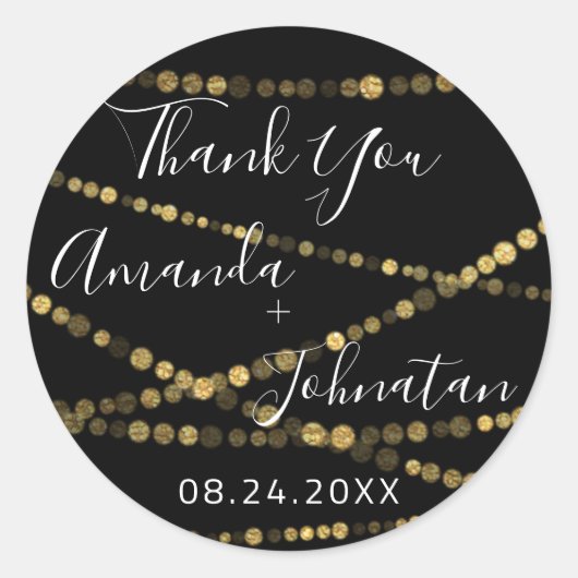 ガーデン ローズ ゴールド リーフ ネーム デート ホワイト ゴールド ライト ラウンドシール (正面)