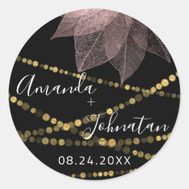 ガーデン ローズ ゴールド リーフ ネーム デート ホワイト ゴールド ライト ラウンドシール