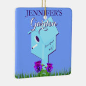 ガーデン「愛はここに育つ！」 彼女の広場のためのバードハウス セラミックオーナメント (右)