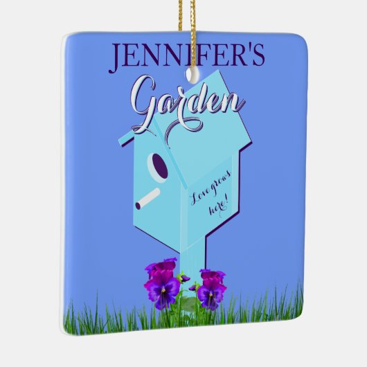 ガーデン「愛はここに育つ！」 彼女の広場のためのバードハウス セラミックオーナメント (右)
