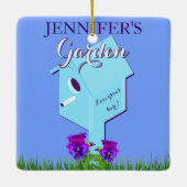 ガーデン「愛はここに育つ！」 彼女の広場のためのバードハウス セラミックオーナメント (裏面)