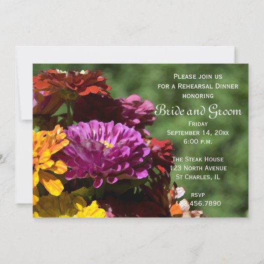 ガーデン《植物》百日草結婚フラワーズリハーサルディナー 招待状 (正面)