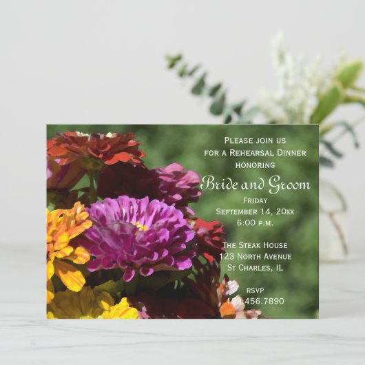 ガーデン《植物》百日草結婚フラワーズリハーサルディナー 招待状 (スタンド正面)