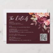 ガーデンBurgundyスクリプト書道詳細結婚ズ 招待状 (裏面)