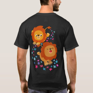ガーデンTシャツの可愛い漫画のライオン(背中) Tシャツ