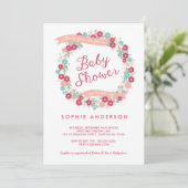 ガーデ魅力的ンフローラリースガールベビーシャワー 招待状 (スタンド正面)