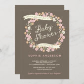 ガーデ魅力的ンフローラリースガールベビーシャワー 招待状 (正面/裏面)
