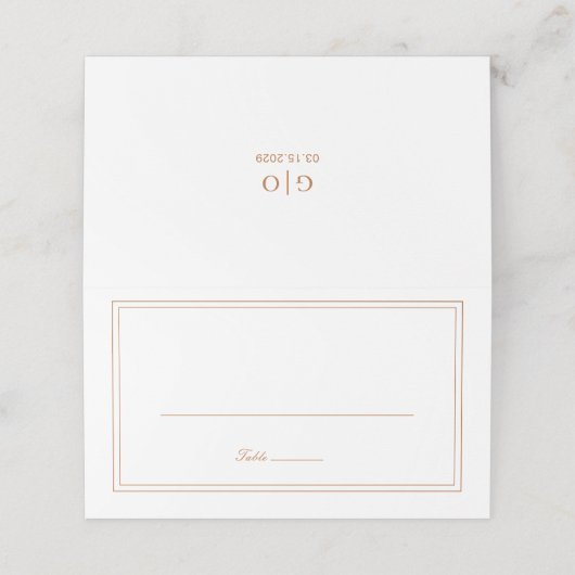 ガートルード燃えたオレンジクラシック色のエレガントな結婚式 プレイスカード (外部開封)