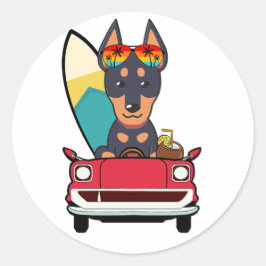 ガードドッグおもしろいがビーチに向かって走っている ラウンドシール