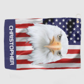 ガード・イーグル、アメリカ国旗、愛国心 ゴルフタオル (横)
