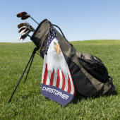 ガード・イーグル、アメリカ国旗、愛国心 ゴルフタオル (グリーン)