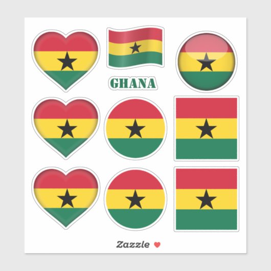 ガーナのステッカー & ガーナ国旗, ハート / スポーツ シール (シート)