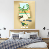 ガーナの地図図解入りの、写真付きの旅行ポスター。 キャンバスプリント (インサイチュ (寝室))