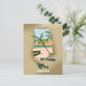 ガーナの地図図解入りの、写真付きの旅行ポスター。 ポストカード (スタンド正面)