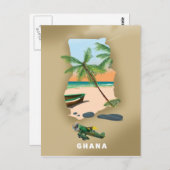 ガーナの地図図解入りの、写真付きの旅行ポスター。 ポストカード (正面/裏面)