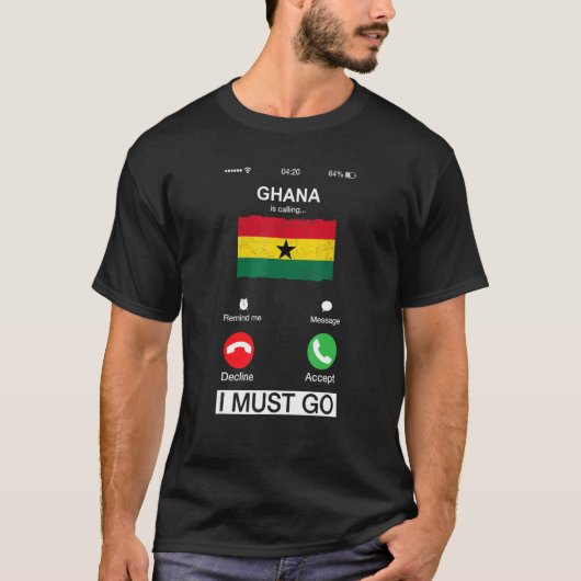 ガーナは電話を出しており、ガーナ国旗のプライドPh Tシャツ (正面)