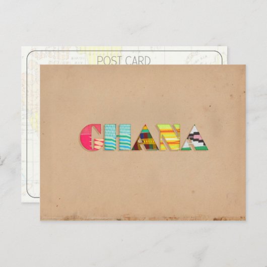 ガーナカラフルアフリカのはがきケント布 ポストカード (正面/裏面)