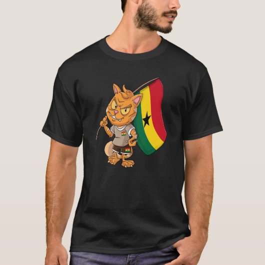 ガーナサポーターの猫 Tシャツ (正面)