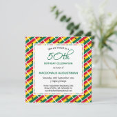 ガーナパーソナライズされた国旗50誕生日 招待状 (スタンド正面)