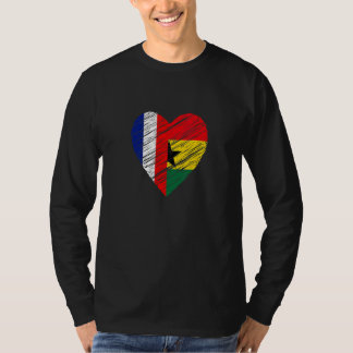 ガーナフランスのフランスハート国旗の愛 Tシャツ