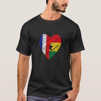 ガーナフランスのフランスハート国旗の愛 Tシャツ