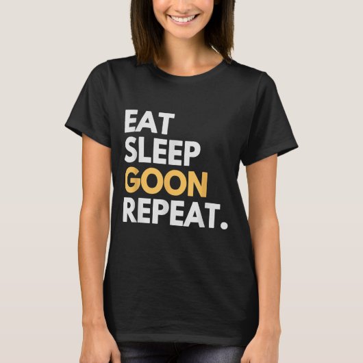 ガーナー おもしろ ガーニング ミーム 食べる 睡眠 ガーン 反復 Tシャツ (正面)