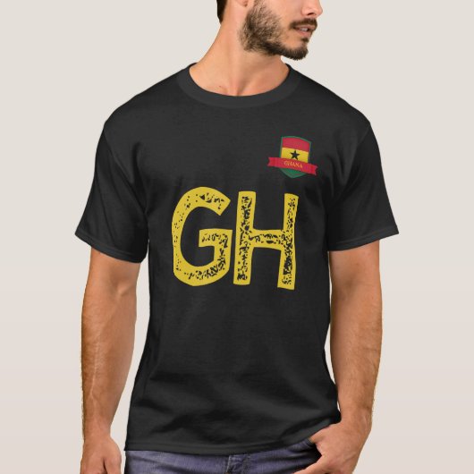 ガーナ人旗グループアパレルレターGHガーナ Tシャツ (正面)