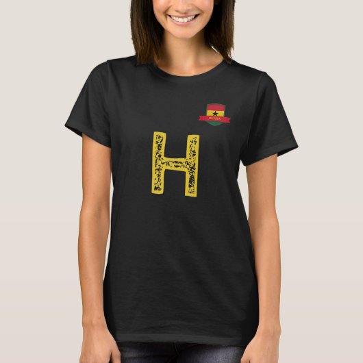 ガーナ人旗グループアパレルレターH Ghana Tシャツ (正面)