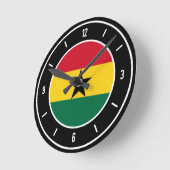 ガーナ国エレガント旗 ラウンド壁時計 (傾斜)