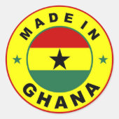 ガーナ国旗の丸い切手で作られる ラウンドシール (正面)