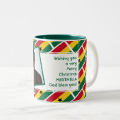 ガーナ国旗の写真テンプレートテキストの追加 ツートーンマグカップ (正面右)